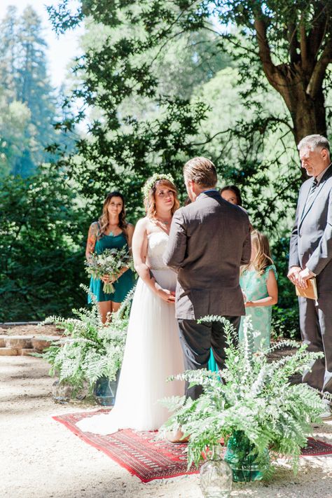 Redwood Forest Wedding, Fern Wedding, Summer Camp Wedding, Wedding Ceremony Photos, Event Planning Tips, Dream Destination Wedding, Church Flowers, Camp Wedding, Wedding Arrangements