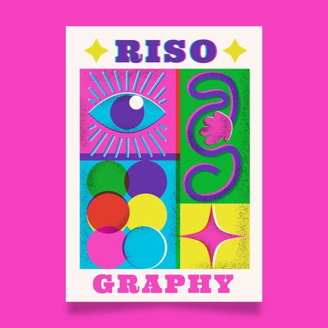 Risograph Color Palette, Risograph Graphic Design, 90s Mood, Risograph Illustration, Risograph Design, Risograph Poster, Hiring Flyer, Hand Drawn Poster, Office Posters