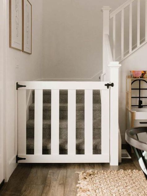 A baby gate is a protective barrier that stops toddlers and babies from accessing specific areas in your home where they might be in danger. You can save yourself the whole stress by asking a professional to make a DIY baby gate for you. However, it feels better when you make one yourself. In this...Read On → Wooden Stair Gate, Wood Baby Gate, Wooden Baby Gates, Dog Gates For Stairs, Diy Dog Gate, Barn Door Baby Gate, Baby Gate For Stairs, Diy Baby Gate, Kids Gate