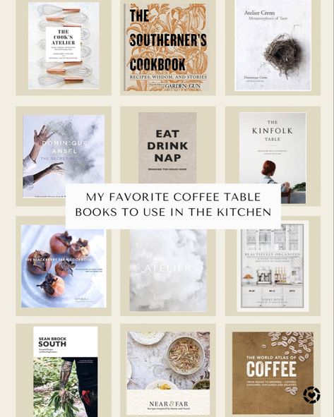 Coffee table books Coffee table decor Kitchen decor Kitchen inspo Neutral coffee table books Shelf styling Neutral decor Neutral Coffee Table, Books Coffee Table, Table Decor Kitchen, Books Shelf, Books Coffee, Sunday Suppers, Table Books, Drink Table, Kitchen Inspo