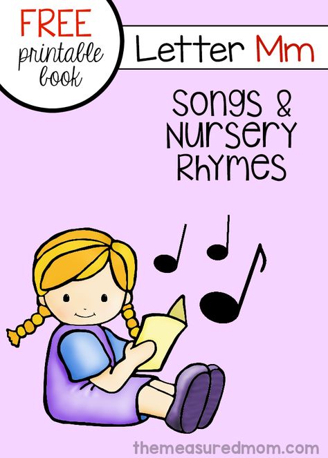 Check out the newest free letter book from The Measured Mom - you'll find six rhymes and songs in this printable for toddlers and preschoolers! Letter M Song, Letter I Song, Rhymes For Preschoolers, Letter R Activities, Rhymes For Toddlers, Letter M Activities, Sound Activities, Letter Book, Space Activities For Kids