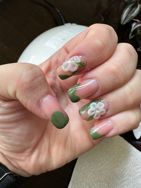 Fiber gel, shellac, builder gel Builder Gel, Olive Green, 3 D, Nails, Flowers, Green