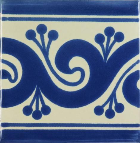 Blue and white border Mexican tile Decorative Pool Tiles, Pool Tile Designs, Talavera Design, Mission Tile, Tile Border, Mexican Border, Talavera Tile, Outdoor Kitchen Plans, Mexican Ceramics