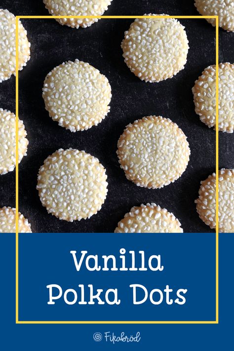 Easy & scrumptious vanilla cookies coated in Swedish pearl sugar ♥︎ fikabrodbox.com #cookiemonster Swedish Treats, Pearl Sugar, Creative Recipes, Afternoon Coffee, Baking Recipes Cookies, Sugar Candy, King Arthur Flour, Vanilla Cookies, No Sugar Foods