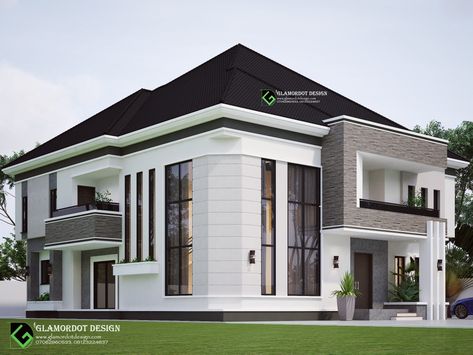 4 Bedroom Duplex House Plans In Nigeria, 4 Bedroom Duplex House Plans, Small House Design Architecture, Building Design Plan, House Architecture Styles, Bungalow Style House, 2 Storey House Design, Bungalow Style House Plans, Design Proposal