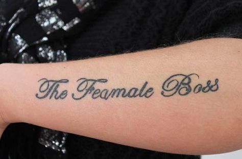 Why, that should do plenty for the advancement of women in the workplace. Misspelled Tattoos, Tattoo Fixers, Boss Tattoo, Really Bad Tattoos, Tattoos Gone Wrong, Tattoo Calligraphy, Korea Tattoo, Glow Tattoo, Tattoo Mistakes