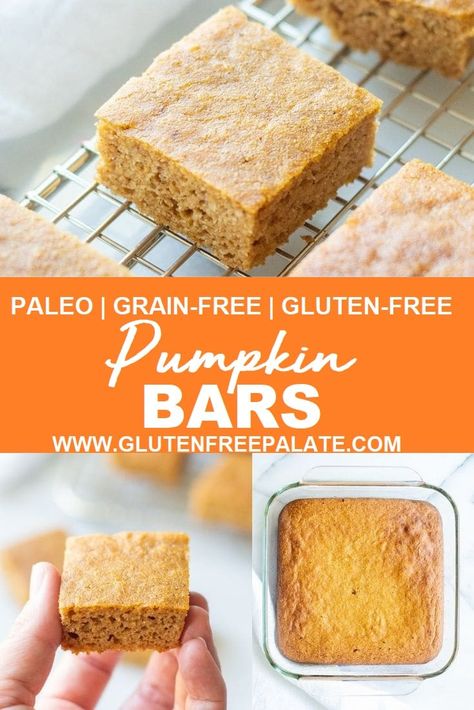 Paleo Pumpkin Bars, Gluten Free Pumpkin Cake, Paleo Pumpkin Recipes, Gluten Free Pumpkin Bars, Gluten Free Pumpkin Recipes, Grain Free Desserts, Pumpkin Cake Recipes, Paleo Baking, Paleo Pumpkin