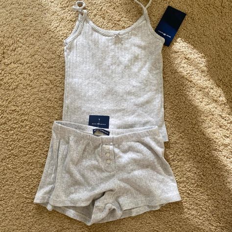 Brandy melville gray Skylar eyelet tank/ Keira... - Depop Shorts Set, Christmas List, Brandy Melville, Short Sets, Brandy, Pajamas, Grey, Christmas, Quick Saves