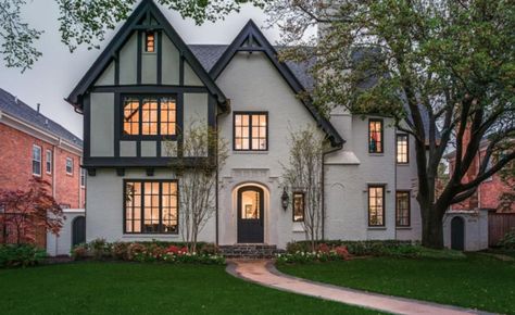 Tudor Style Brick Home In Dallas, Texas | Homes of the Rich Tudor Style Homes Exterior, Tudor Exterior Paint, Cottage Tudor, Tudor Exterior, Tudor House Exterior, Tudor Cottage, Homes Exterior, Tudor Style Homes, Tudor House