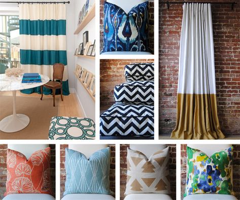 Young House Love | Fab Freebie: It’s Curtains For You | http://www.younghouselove.com,  two tone curtains Two Tone Curtains, Gallery Shelf, Color Block Curtains, Gallery Shelves, Curtains Diy, Backyard Storage Sheds, Living Room Drapes, Backyard Storage, Young House