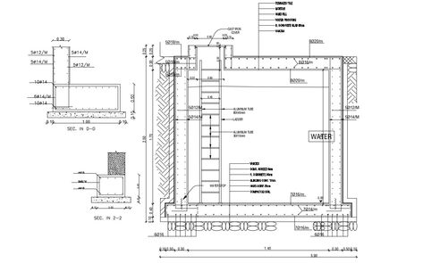 this is the detailed Drawing of underground water tank with RCC wall reinforcement design, working dimension details, base foundation section with bars details. its a structure drawing. #structure design #underground water tank plan #water tank autocad file #water tank dwg file #water tank cad drawing Structural Design Drawing, Underground Water Tank, Drawing Structure, Water Tank Design, Structure Drawing, Tank Drawing, Plumbing Plan, Underground Shelter, Ground Water