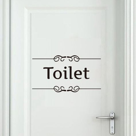 DCTOP Classic Vintage Toilet Door Stickers Black Bathroom Washroom WC Bathroom Notice Waterproof Adesivo Vinyl Decals Home Decor Stickers With Quotes, Wall Stickers Toilet, Wc Sign, Vintage Toilet, Bathroom Vinyl, Bathroom Wall Stickers, Bedroom Wall Decor Ideas, Wall Stickers Quotes, Large Wall Decals