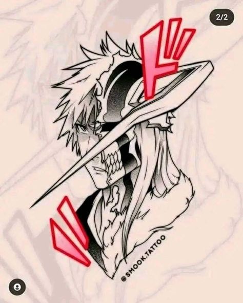 Anime Tattoos Bleach, Bleach Tattoo Design, Bleach Tattoo Anime, Ichigo Tattoo, Bleach Anime Tattoo, Bleach Tattoo Ideas, Anime Tattoo Ideas Manga, Half Sleeve Tattoos Sketches, Bleach Tattoo