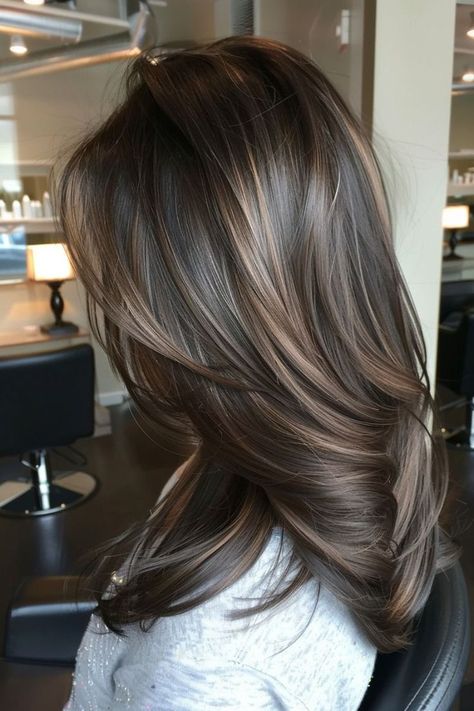 All Over Color Ideas For Brunettes, チョコレートブラウン ヘアカラー, Silver Balayage, Chocolate Brown Hair Color Ideas, 2024 Hairstyles, Brown Hair Color Ideas, Chocolate Brown Hair Color, Brunette Hair With Highlights, Chocolate Brown Hair