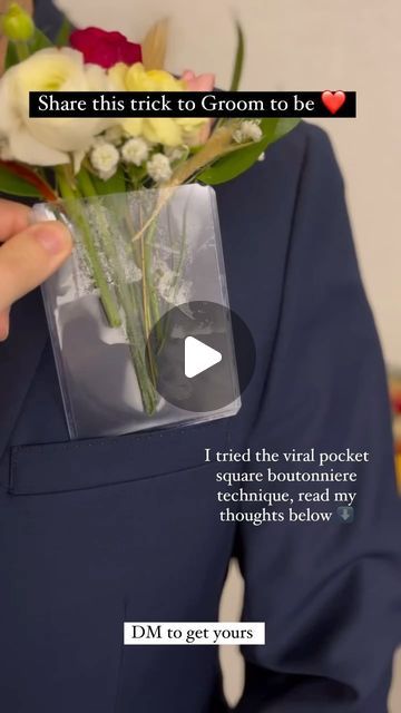 @allabout_wedding_ on Instagram: "The viral pocket square boutonniere using a clear top-loading card holder is LIFE CHANGING!!! Such a great alternative to glueing each flower and greenery sprig to a piece of card board WAY less tedious making you save SO much time. I used a little bit of oasis floral glue on the end of each stem to help keep everything in place once inserted,
деі рос
You can totally wrap the card part with ribbon or leave it clear! Pop in a hydration chamber onnic1.3 M until the event and you’re done.
junique, read my thoughts below O
This is a 3” × 4” clear top loading card found on our DM 

#floristhacks #viral #viralreels #weddingflowers #wvflorist #mdflorist #tipsandtricks #martinsburgflorist #hagerstownflorist #easternpanhandleflorist #frederickflorist #boutonniere # Tux Pocket Flowers, Floral Pocket Square Boutonniere Diy, Pocket Square Boutonniere, Men’s Wedding Pocket Flower, Floral Pocket Square Boutonniere, Pocket Square Boutonniere Ranunculus, Groom Floral Pocket Square, Clear Top, Floral Pocket