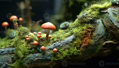 A cluster of mushrooms on a mossy log in the forest AI Generated Log With Mushrooms, Mushrooms On Log, Cluster Of Mushrooms, Mossy Log, Inktober 2024, Autumn Trees, In The Forest, Shoes Men, The Forest