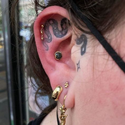 Deep Roots Tattoo & Piercings on Instagram: "Gold Is Good✨ This ear has us dreaming of where to put all of this new jewelry 🥵 Pierced by our incredibly talented John @piercedbyjohn over at University! Book him now, link in bio💚 #deeproots #deeprootspiercing #earpiercing #piercinggoals #golddrip #goldjewelry #legitbodypiercing #seattle #lynnwood #bellevue #piercings" Roots Tattoo, Gold Drip, Deep Roots, New Jewelry, Nostril Hoop Ring, Ear Piercings, Ear Cuff, Piercings, Link In Bio