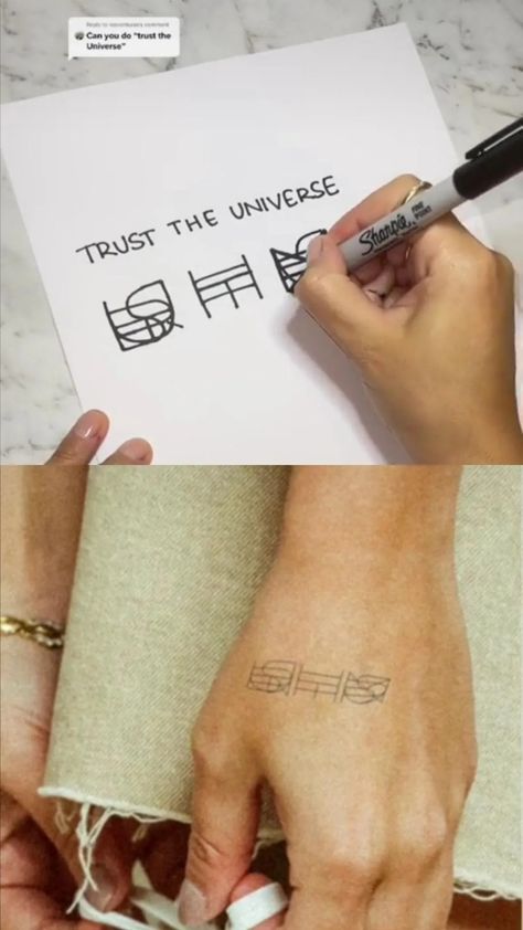 Trust the universe Trust Universe Tattoo, Trust The Universe Tattoo, The Universe Tattoo, Trust The Universe, Universe Tattoo, Tattoo Concepts, Tattoo Inspo, The Universe, Hand Tattoos