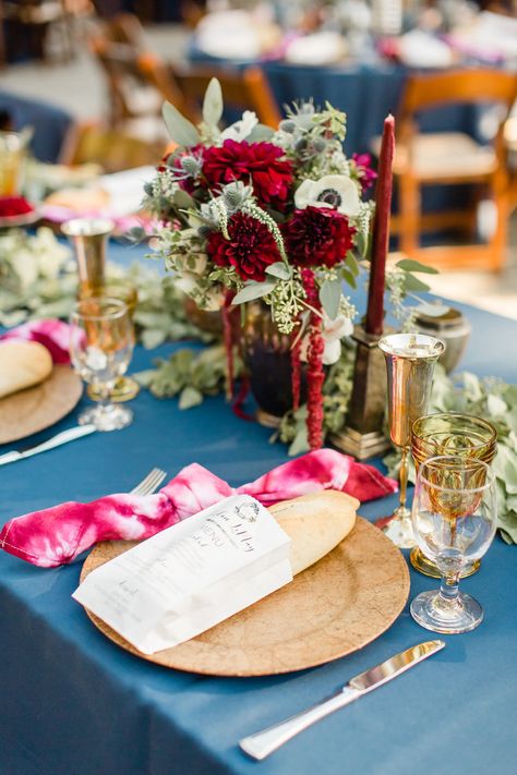 Tie Dye Wedding, Bohemian Table Settings, Piedmont Community Hall, Napkins Wedding Table, Community Hall, Summer Wedding Reception, Wedding Table Setting, Elegant Bohemian, Community Halls