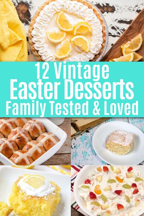 collage of vintage easter desserts Easter Deserts, Easter Cookie Recipes, Easter Meal, Easter Desserts, Easter Desserts Recipes, Vintage Dessert, Hot Cross Buns, Recipes To Try, Retro Recipes