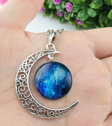 ♫♪ Magical Midnight View ♫♪ Space Accessories, Half Moon Necklace, Accessories Blue, Moon Necklace, Half Moon, Necklace Jewelry, Turquoise Ring, Womens Jewelry Necklace, Gemstone Rings