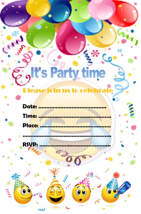 Party Time, Smiley, Birthday Invitations, Birthday, Outdoor Decor