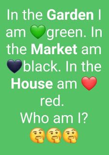 In the Garden I am 💚green - In Market Am 🖤black | with Answer - #puzzle #puzzles #puzzlefeed #whatsapppuzzles #quiz #brainteaser English Puzzles With Answers, Funny Questions With Answers, Dare Games For Friends, Math Riddles Brain Teasers, Puzzle Quotes, Fun Riddles With Answers, Funny Riddles With Answers, Funny Puzzles, Draping Styles