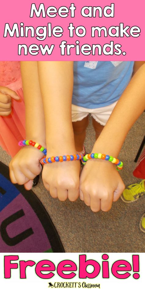 At the start of each new school year kids are making new friends.  One activity I love has the kids mingling, talking and meeting new friends.  Along the way they are collecting beads on a pipe cleaner that will be made into a friendship bracelet. Class Friendship Bracelets, Friendship Activity For Kids, Friendship Crafts, Friendship Activities, Theme Nights, Get To Know You Activities, Thrifty Thursday, Classroom Tips, Primary Activities