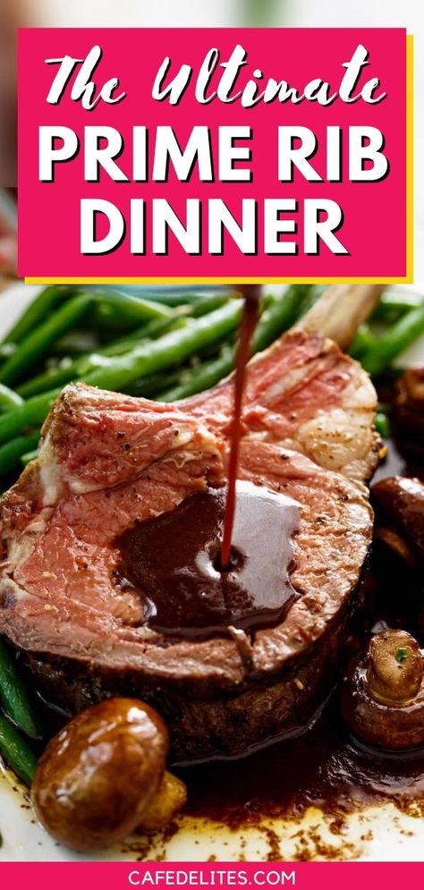 Garlic Butter Prime Rib, Best Sauteed Mushrooms, Prime Rib Sauce, Red Wine Jus, Rib Dinner, Prime Rib Dinner, Mushroom Wine Sauce, Best Roast Beef, Ripped Recipes