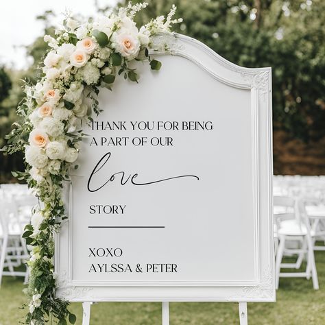 Our newest modern design for your wedding welcome sign is here. Thank you for being a part of our love story decal with your names and date if preferred. This design is available in multiple sizes and colors. Each design is individually sized to fit your space. #lovestory #thankyouforbeingapartofourlovestory #weddingsign #weddingsigns #weddingwelcomesign #weddingsigndecals https://kjaxdesigns.etsy.com/listing/1818049907/wedding-welcome-sign-decals-welcome Our Love Story, Wedding Welcome Sign, Wedding Welcome, Wedding Signs, Welcome Sign, Our Love, Love Story, Modern Design, Thank You