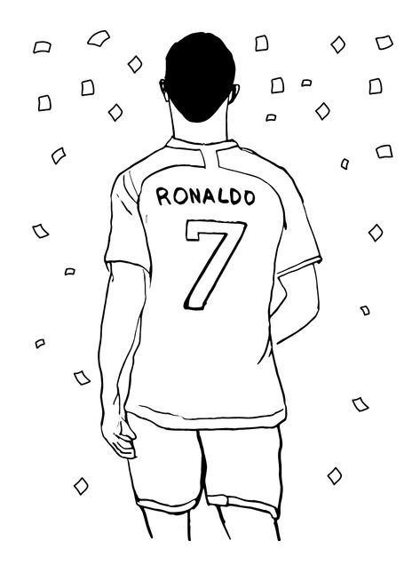 Ronaldo Cristiano Drawing Easy, Ronaldo Art Drawing, Ronaldo Coloring Page, Real Madrid Drawing, Ronaldo Drawing Easy, Ronaldo Drawing, Ronaldo Football Player, Football Player Drawing, Soccer Drawing