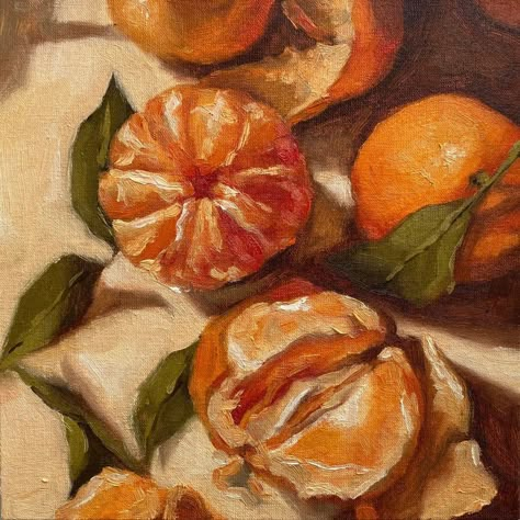 Oil Painting Orange, Asian Fruit, Painting Fruit, Fruit Still Life, Painting Orange, Orange Painting, Ethereal Aesthetic, Arte Van Gogh, Painting Small