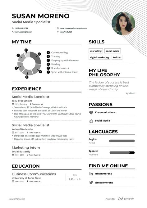 The ultimate 2019 guide for Social Media Specialist resume examples. 200+ resume templates and advice from 100k resumes. Create your resume fast! Start FREE today! Social Media Specialist Portfolio, Social Media Resume, Ppt Ideas, Social Media Specialist, Free Resume Examples, Resume Pdf, Resume Guide, Marketing Resume, Design Resume