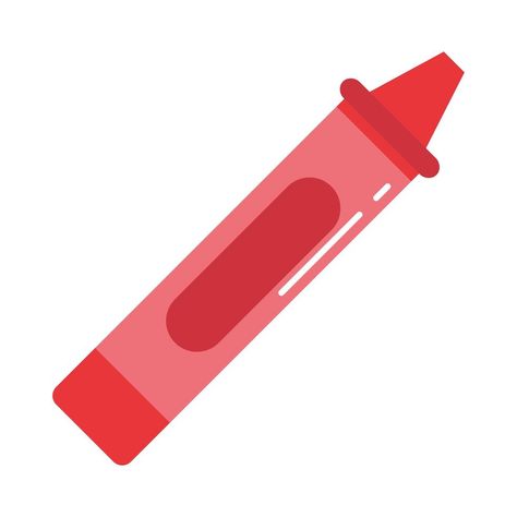 Red Crayon, Color Flashcards, School Education, Flat Style, Fashion Flats, The School, Style Icon, Crayon, Vector Art