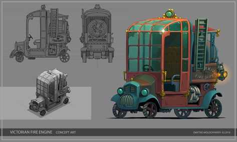 Vehicle Design Concept Art, Prop Design Concept Art, Motor City Concept Art, Steampunk Vehicle Concept Art, Drill Vehicle Concept Art, Steampunk Props Concept Art, Fantasy Wagon Concept Art, Concept Art Props, Steampunk Car Concept Art