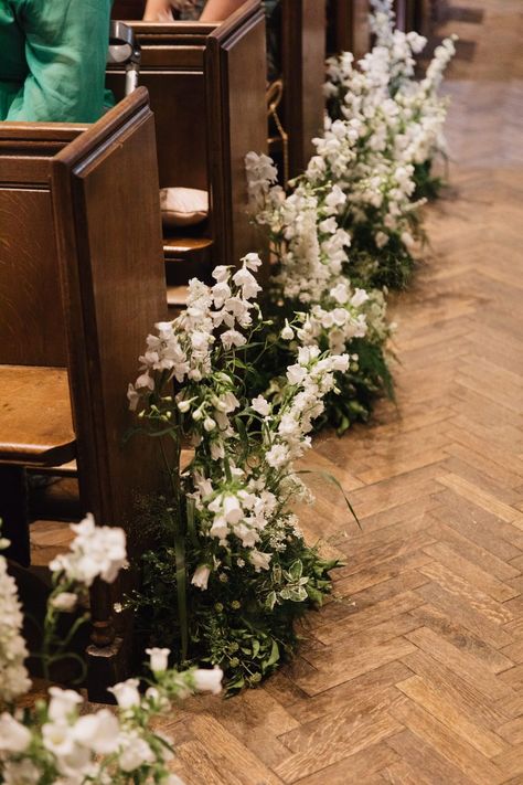 Aisle Pew End Ceremony Flowers Tall Meadow Field Kitchen Wedding Siobhan Amy Photography #Aisle #PewEnd #WeddingCeremony #WeddingFlowers #Wedding Pew End Flowers, Pew Florals, Pew Flowers For Wedding, Church Flowers Wedding, Aisle Meadow, Pew Ends Wedding, Church Pew Flowers, Church Pew Wedding, Beautiful Church Wedding