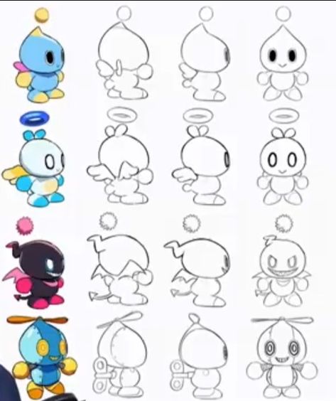 Normal Chao, Hero Chao, Dark Chao & Omochao - Character Design Sonic The Hedgehog Chao, Chao Tattoos, Sonic Chao Garden, Chao Sonic Adventure, Team Sonic Racing Overdrive, Sonic Racing Overdrive, Sonic Tattoo, Chao Sonic, Sonic Chao