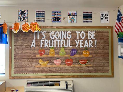 Fruit Of The Spirit Bulletin Board Ideas, Fruit Of The Spirit Bulletin Board, Fruit Bulletin Board, Sunday School Themes, Summer Bulletin Boards, Bullentin Boards, Fruits Of The Spirit, Church Bulletin Boards, Catchy Phrases