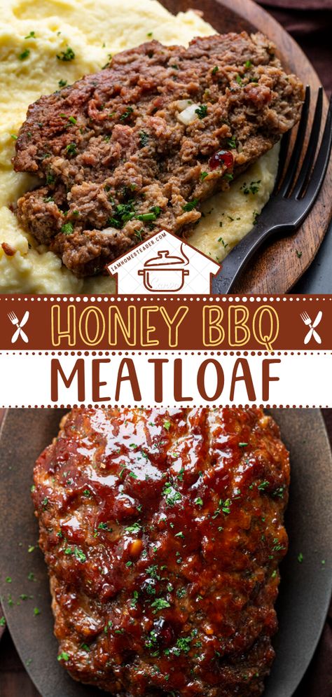 Flavorful Meatloaf, Homemade Honey Bbq Sauce, Bbq Meatloaf, Delicious Meatloaf, Homemade Meatloaf, How To Cook Meatloaf, Honey Barbecue, Good Meatloaf Recipe, Best Meatloaf