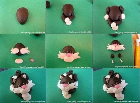 Free tutorials polymer clay tutorials Fimo Diy, Polymer Clay Figurine, Polymer Clay Tutorials, Polymer Clay Cat, Diy Polymer Clay, Diy Step, Fimo Polymer Clay, Diy Step By Step, Fondant Animals