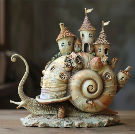 Snail Clay Art, Snail Pottery Ideas, Clay Snail Diy, Snail Pottery, Snail Clay Sculpture, Snail Art, Fairy House Crafts, Mushroom Crafts, Fairy House Diy