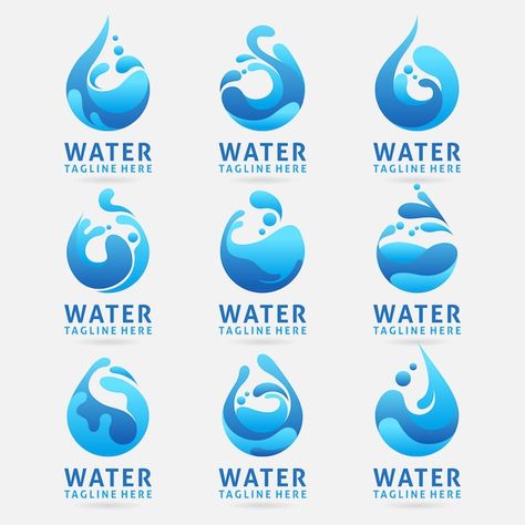 Water Logo Ideas, Water Logo Design Ideas, Water Logo Design, Logo Design Water, Water Drop Logo, Logo Vert, Bottle Logo, Splash Effect, Logo Minimalista