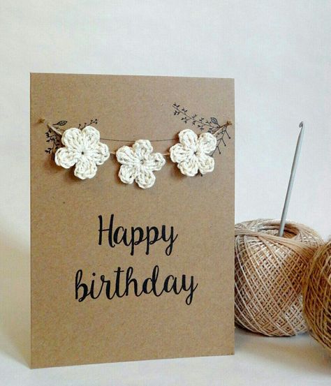 Happy Birthday Cards Handmade, Birthday Wishes Flowers, Birthday Card Handmade, Birthday Card Craft, Flowers Card, Card Simple, Fabric Cards, 카드 디자인, Birthday Cards Diy