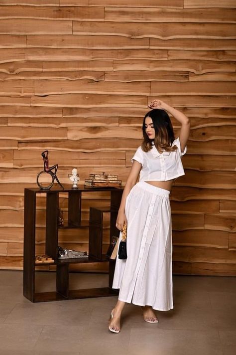 Beach Coord Set, White Coord Sets For Women, Short Co Ord Set, Skirt And Top Coord Set, 2 Piece Dress Casual, 2 Piece Outfit Set Skirts, V Collar Neck, White Cord Set, Skirt Coord Set