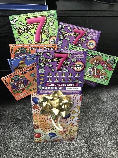 Scratchie Gift Ideas, Scratchers Gift Idea, Scratcher Gift Ideas, Lottery Ticket Gift, 60 Birthday, 50th Bday, Lottery Ticket, Birthday Bag, Winning Numbers