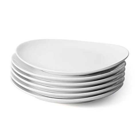 Amazon.com | Sweese 150.001 Porcelain Dinner Plates - 11 Inch - Set of 6, White: Sushi Plates  for water color plate Pizza Steak, Pasta Pizza, White Dinner, White Dinner Plates, White Dishes, Formal Dinner, White Plates, Square Plates, Curved Lines