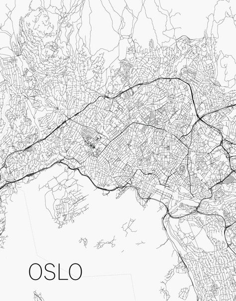 OSLO STREET Map Print, Ny Maps, Black and White City Poster, NORWAY Minimal Wall Art, Home Decor, Modern Art, Street Maps  QUALITY & DETAILS Oslo Map, City Sketches, Norway Map, Post Layout, Ny Map, City Sketch, Black And White City, Dungeon Maps, Minimal Wall