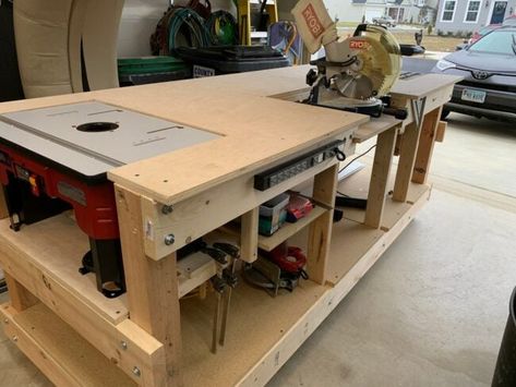 Industrial Workbench, Workbench Designs, Mobile Workbench, Workbench Plans Diy, Woodworking Shop Layout, Woodworking Bench Plans, Diy Workbench, Wood Projects That Sell, Garage Work Bench