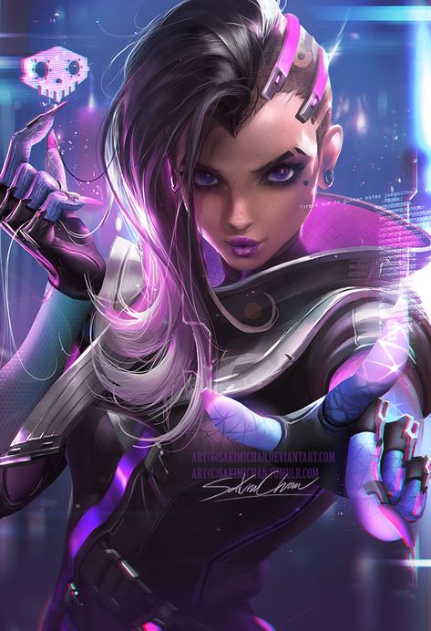 ArtStation - Sombra, sakimi chan Sakimichan Art, Sombra Overwatch, Overwatch Drawings, Akali League Of Legends, Overwatch Wallpapers, Overwatch Tracer, Overwatch Fan Art, Overwatch 2, Game Character Design