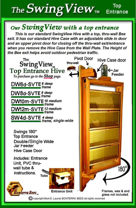 observation hives, watch your bees anytime Observation Hive, Backyard Bee, Bee Hives, Deep Frame, Pivot Doors, Front Entrance, Front Entrances, Bee Keeping, Urban Garden